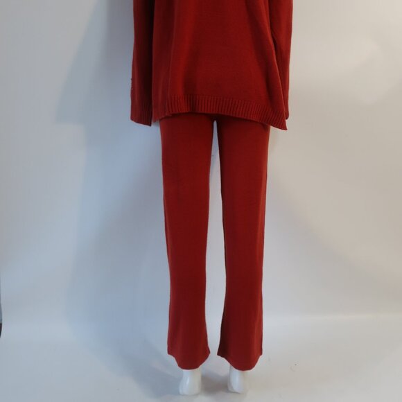 NWT Womens Regina Brick Red Cashmere 2 Pc Set Palazzo Pants Cowl Neck Sweater L - Picture 13 of 15